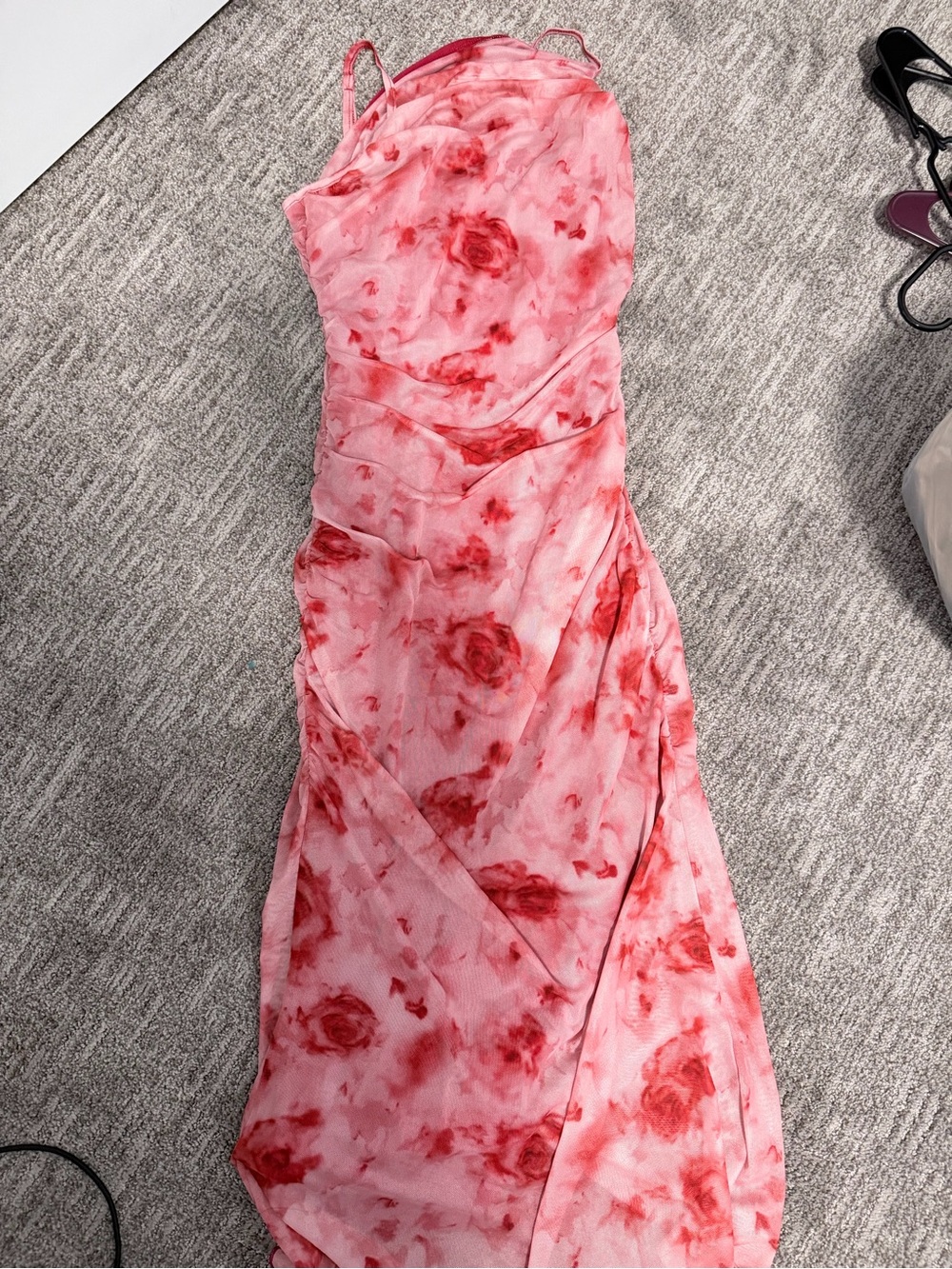 Pink Red Floral Slip Dress